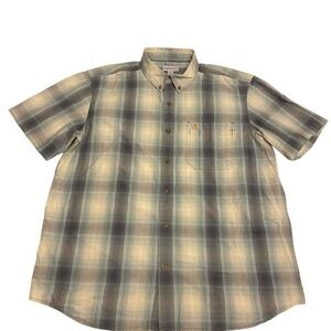 Carhartt Gray, Bluish Gray, and White Plaid Button Down Shirt size‎ XL
